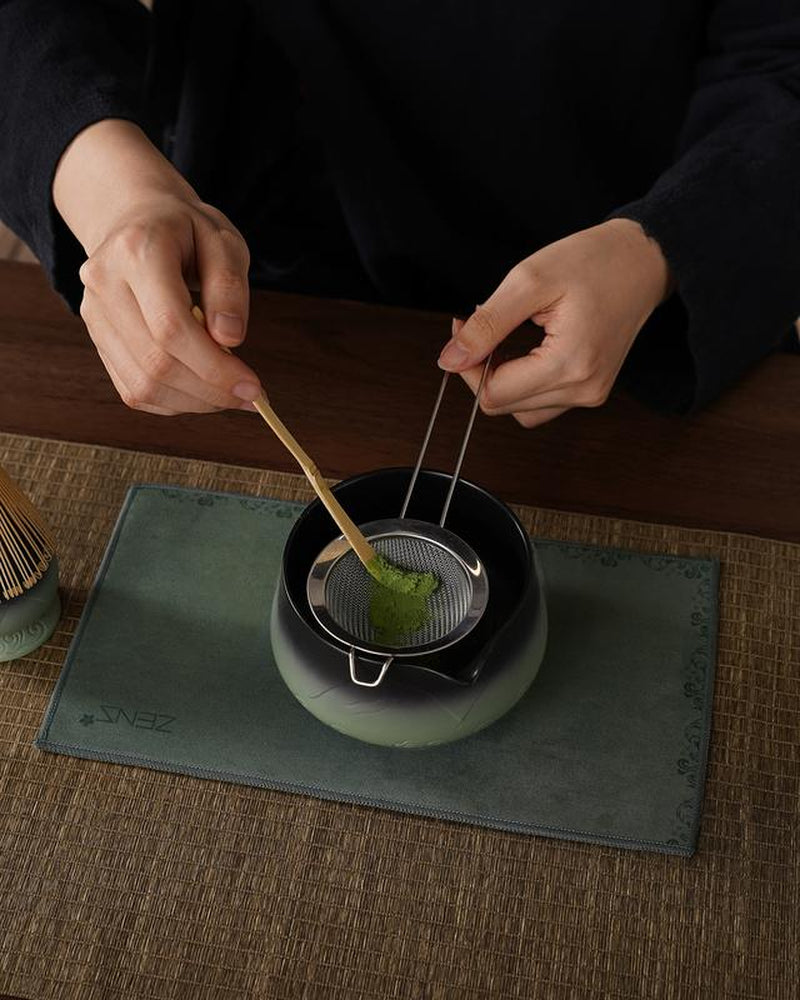 ZENS Sea Waves Matcha Whisk Set of (5/6/7)Pcs – Japanese-Inspired Matcha Kit with Wave-Pattern Ceramic Bowl, 15 Oz Bamboo Whisk & Accessories – Elegant Gift Set for Matcha Lovers Tea