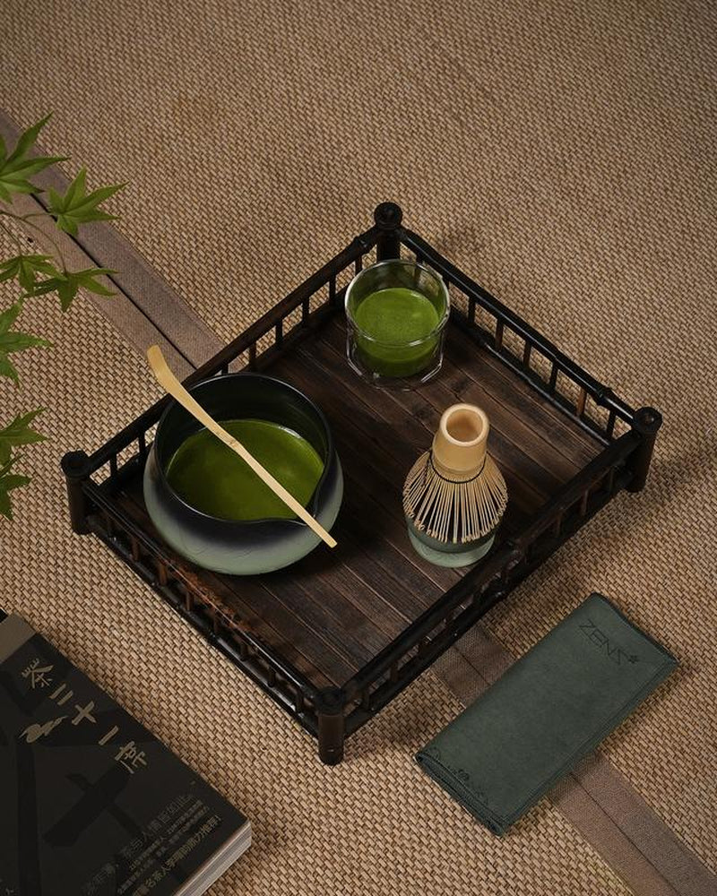 ZENS Sea Waves Matcha Whisk Set of (5/6/7)Pcs – Japanese-Inspired Matcha Kit with Wave-Pattern Ceramic Bowl, 15 Oz Bamboo Whisk & Accessories – Elegant Gift Set for Matcha Lovers Tea