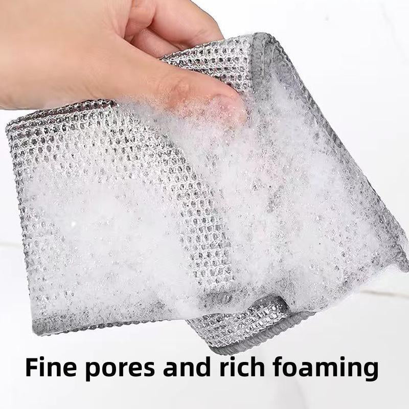 10 Counts Dishwashing Rags,Multipurpose Non-Scratch Wire Dishcloths for Wet and Dry Use, Reusable Wire Cleaning Cloths for Kitchen, Sinks, and Pans Silver Removable, Washable & More
