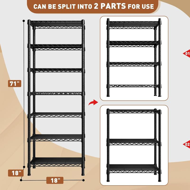 Raybee Furniture Wire Shelving, Metal Shelves for Storage, Adjustable Heavy Duty Storage Rack Pantry Shelf Kitchen Shelving