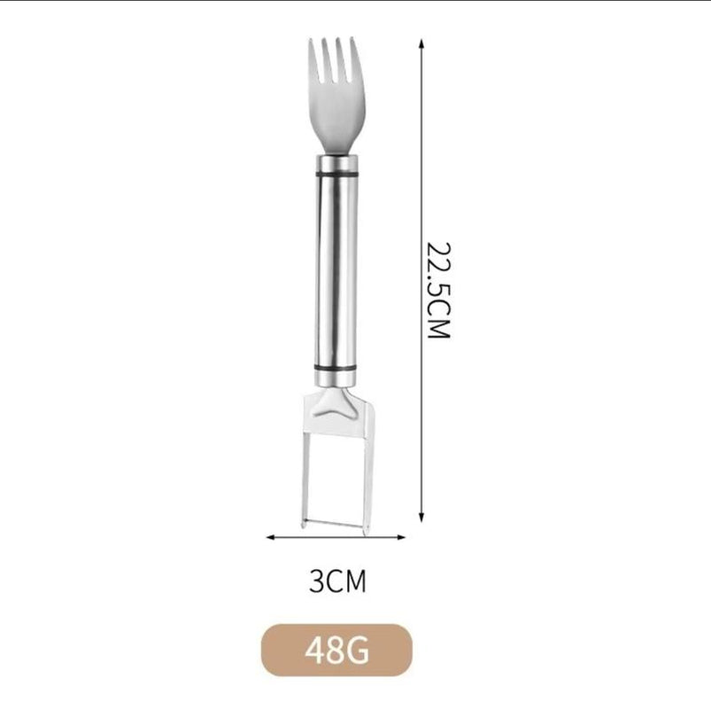 【2 Pack】Watermelon Fork Slicer Cutter Slicer Tool, 2-In-1 Stainless Steel Fruit Cutter, Dual Head Fruit Forks Slicer Knife with round Handle Fruit Cutting Kitchen Utensils