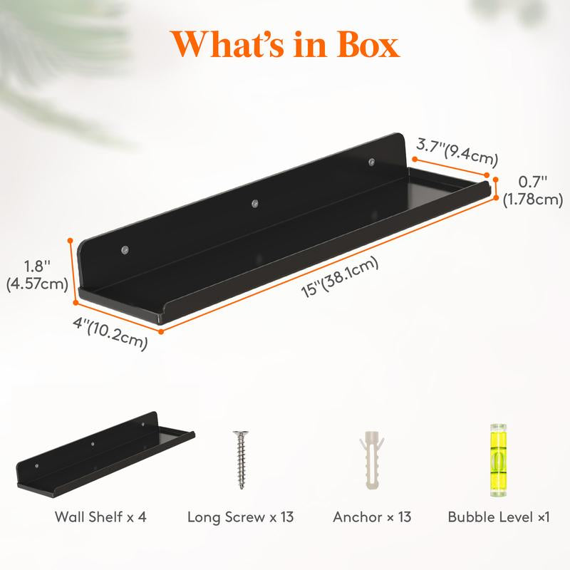 Lifewit Floating Shelves for Wall, Acrylic Shelf, Room Decor Bookcase/Vinyl Record/Photo/Picture in Bedroom, Living Room, Bathroom, Kitchen Storage