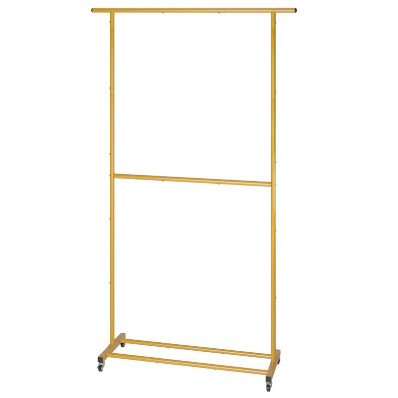 UDEAR Double Rod Clothing Garment Rack, Rolling Clothes Organizer on Wheels for Hanging Clothes