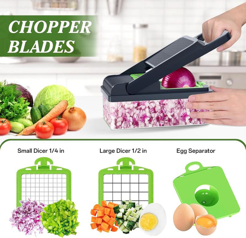Homehacks Viral Vegetable Chopper(Sharp&Sturdy), All-In-1 Multifunctional Vegetable Chopper, Onion Cutter, Dicer, Slicer, Salad, Cheese Grater & Egg Separator - Multi-Functional Veggie Chopper Lid with Handle