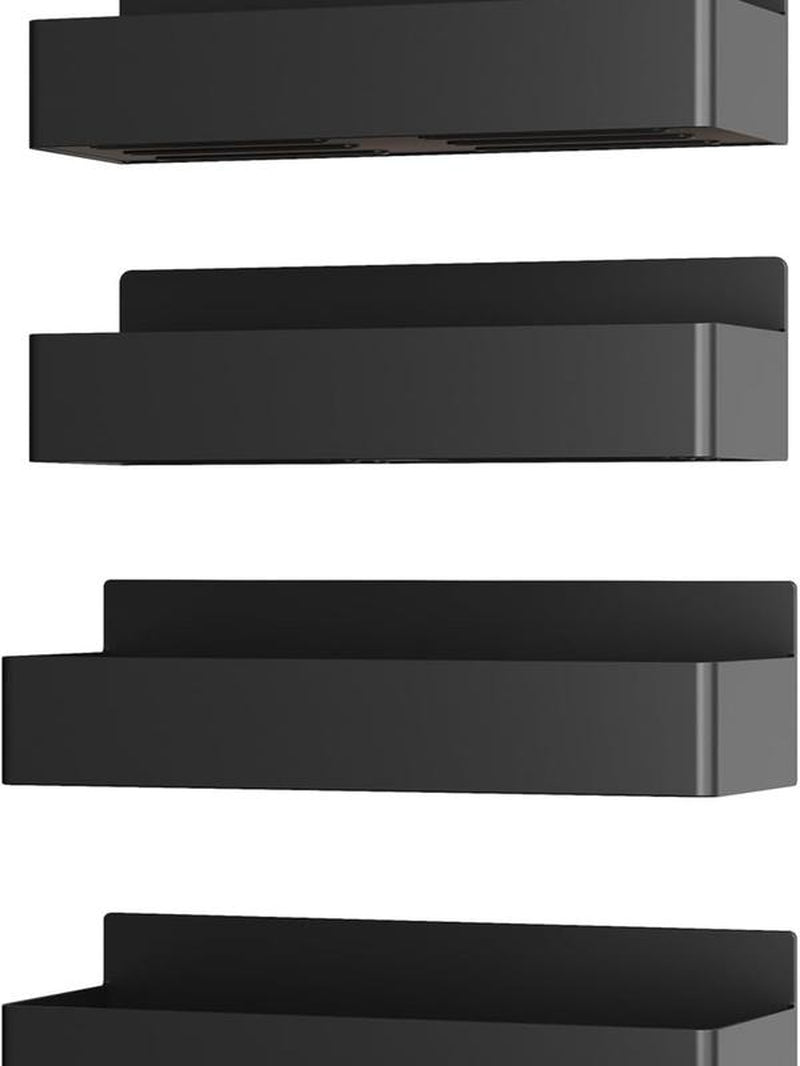 Magnetic Spice Rack for Refrigerator, Kitchen Organizer and Storage Shelf, Black (4 Pack)