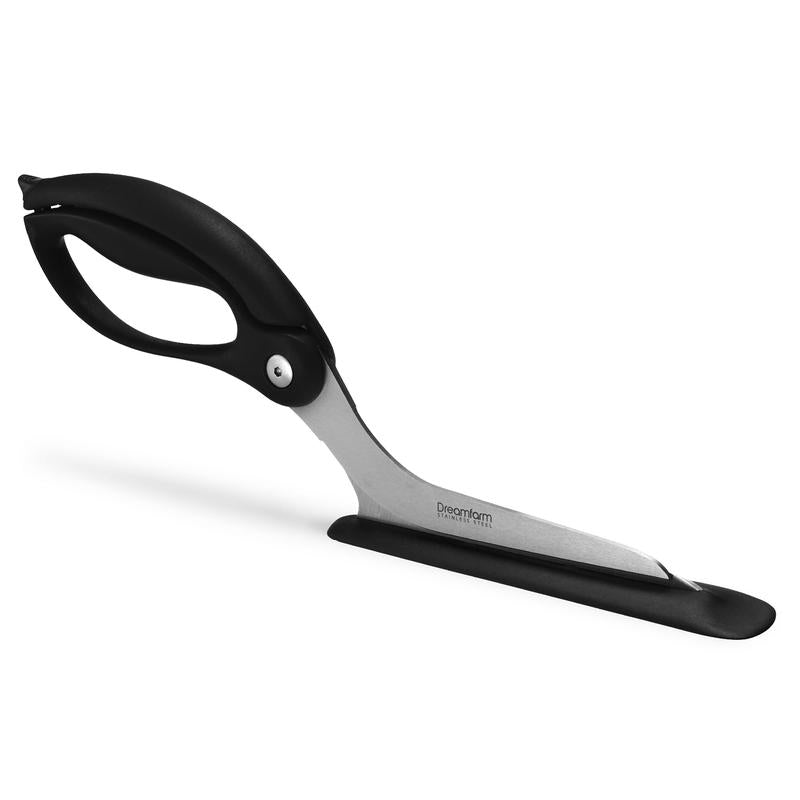 Scizza Pizza Scissors with German Stainless Steel Blade and Protective Spatula - Pizza Cutter Safe for Non-Stick Pans and Pizza Stones - Perfect for Deep Dish, Thick Crusts, Thin and Crispy, Dreamfarm Kitchen Gadgets and Utensils
