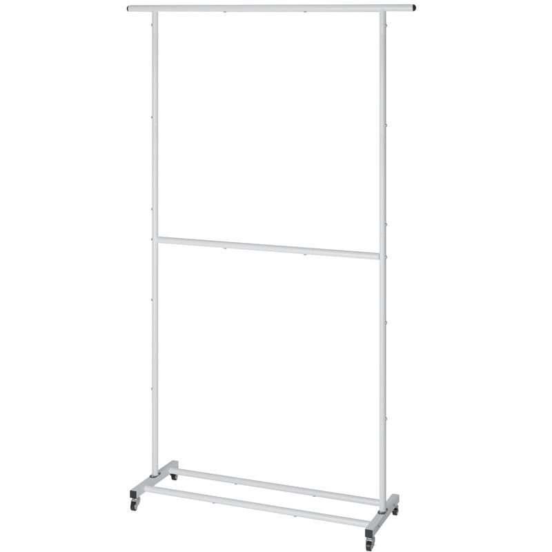 UDEAR Double Rod Clothing Garment Rack, Rolling Clothes Organizer on Wheels for Hanging Clothes