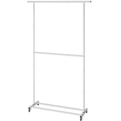 UDEAR Double Rod Clothing Garment Rack, Rolling Clothes Organizer on Wheels for Hanging Clothes