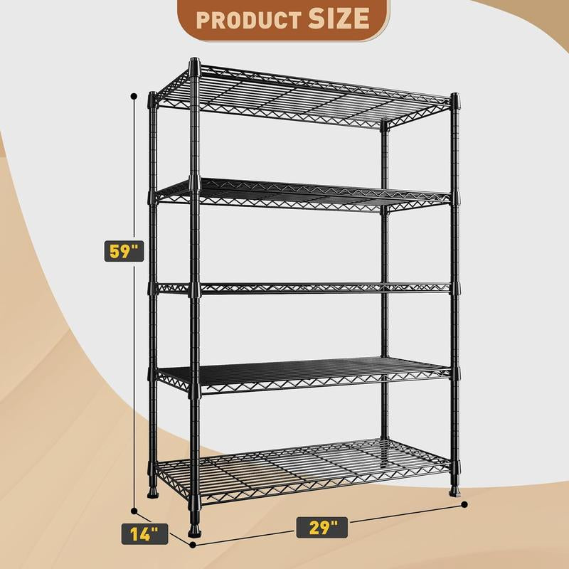 Raybee Furniture Wire Shelving, Metal Shelves for Storage, Adjustable Heavy Duty Storage Rack Pantry Shelf Kitchen Shelving