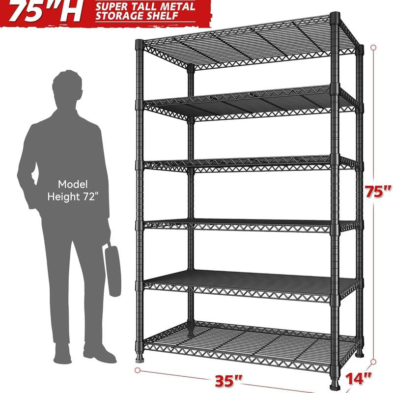 Raybee Furniture Wire Shelving, Metal Shelves for Storage, Adjustable Heavy Duty Storage Rack Pantry Shelf Kitchen Shelving