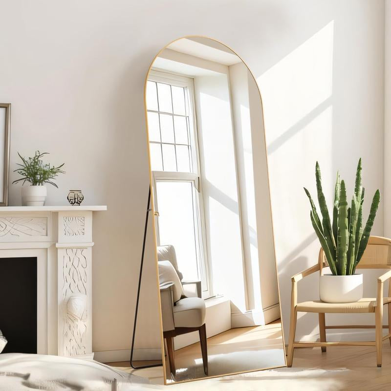 [Spring Deal] Full Length Mirror Body Mirror Floor Standing Mirror Hanging or Leaning against Wall, Aluminum Alloy Thin Frame Decor