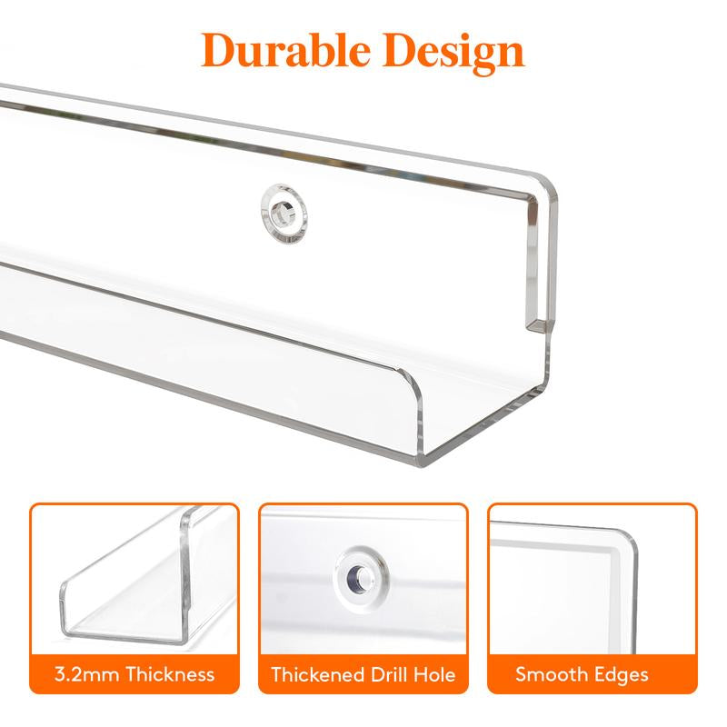 Lifewit Floating Shelves for Wall, Acrylic Shelf, Room Decor Bookcase/Vinyl Record/Photo/Picture in Bedroom, Living Room, Bathroom, Kitchen Storage