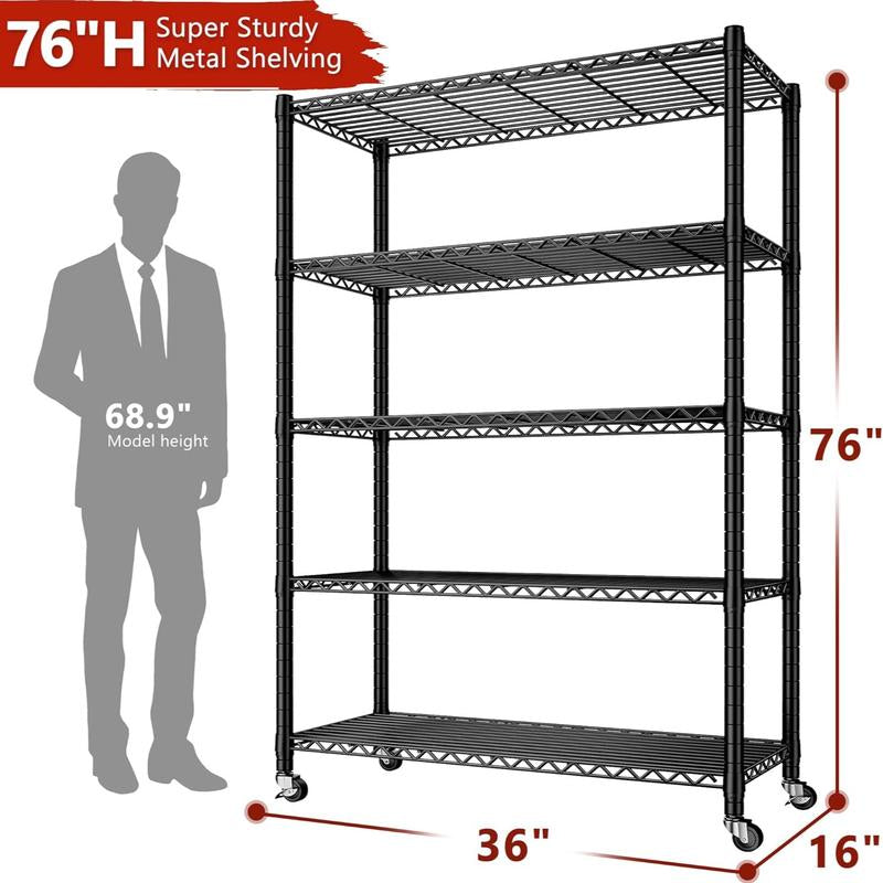 Raybee Furniture Wire Shelving, Metal Shelves for Storage, Adjustable Heavy Duty Storage Rack Pantry Shelf Kitchen Shelving