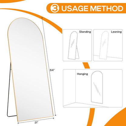 [Spring Deal] Full Length Mirror Body Mirror Floor Standing Mirror Hanging or Leaning against Wall, Aluminum Alloy Thin Frame Decor