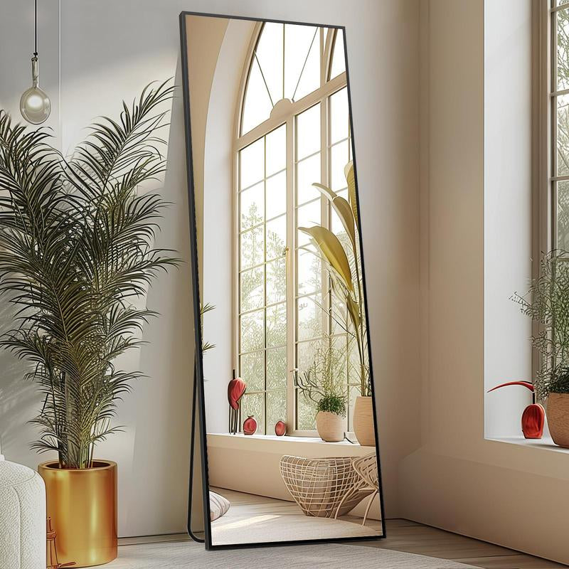 [Spring Deal] Full Length Mirror Body Mirror Floor Standing Mirror Hanging or Leaning against Wall, Aluminum Alloy Thin Frame Decor