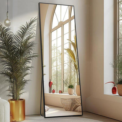 [Spring Deal] Full Length Mirror Body Mirror Floor Standing Mirror Hanging or Leaning against Wall, Aluminum Alloy Thin Frame Decor