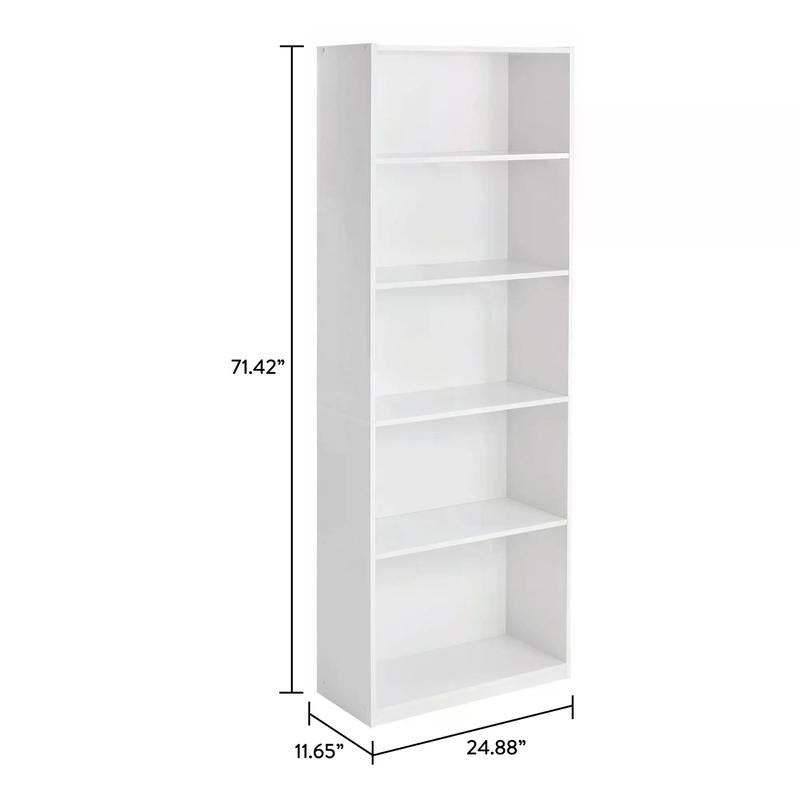 Mainstays 5-Shelf Bookcase with Adjustable Shelves, White - Perfect for Books, Artwork, and Collectibles