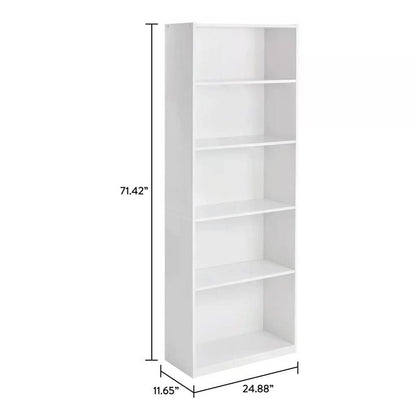 Mainstays 5-Shelf Bookcase with Adjustable Shelves, White - Perfect for Books, Artwork, and Collectibles