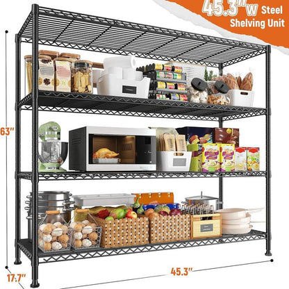 Raybee Furniture Wire Shelving, Metal Shelves for Storage, Adjustable Heavy Duty Storage Rack Pantry Shelf Kitchen Shelving