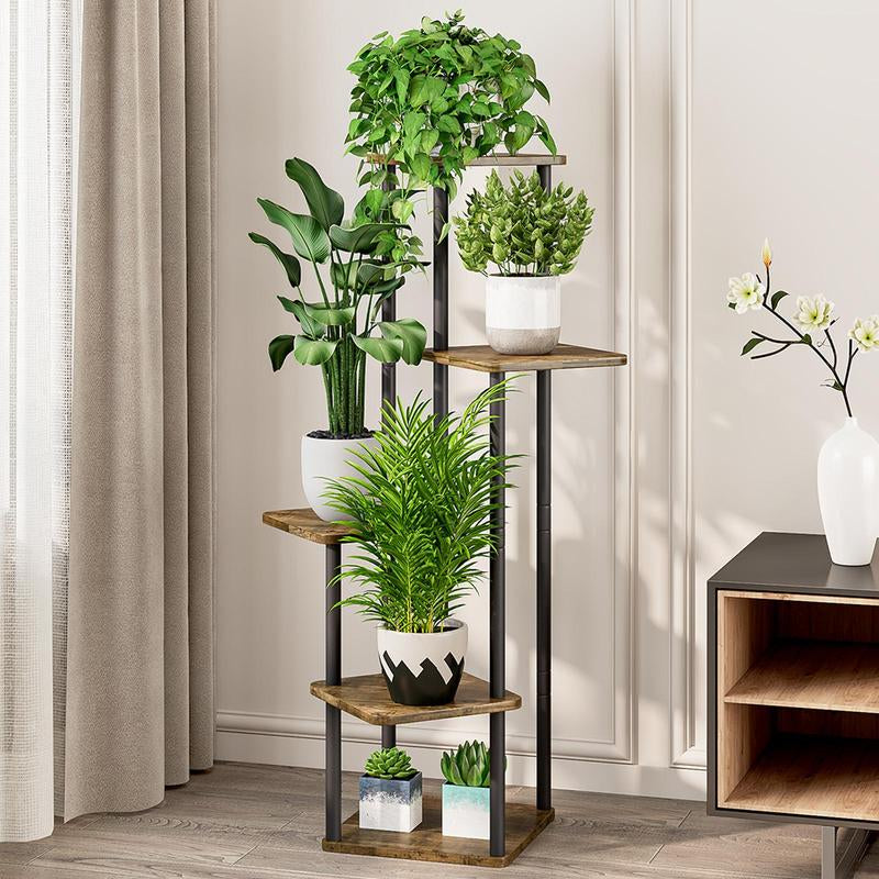 5 Tier Plant Stand Metal Flower Shelf Indoor for Multiple Plants Corner Tall Flower Holders for Patio Garden Living Room Balcony Bedroom
