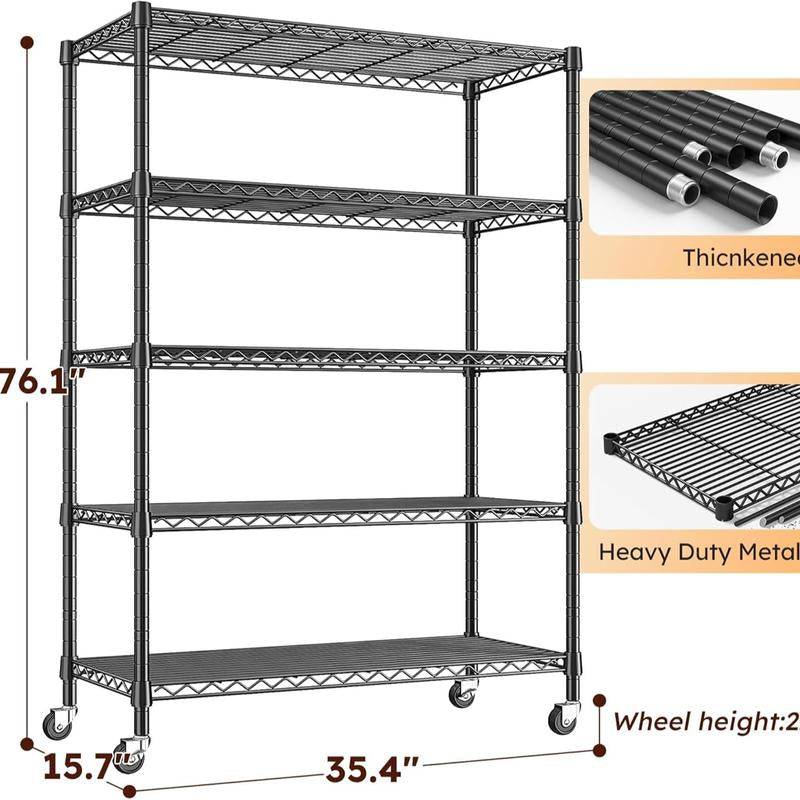 Raybee Furniture Wire Shelving, Metal Shelves for Storage, Adjustable Heavy Duty Storage Rack Pantry Shelf Kitchen Shelving
