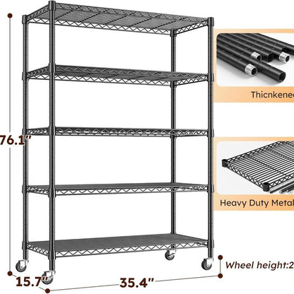 Raybee Furniture Wire Shelving, Metal Shelves for Storage, Adjustable Heavy Duty Storage Rack Pantry Shelf Kitchen Shelving