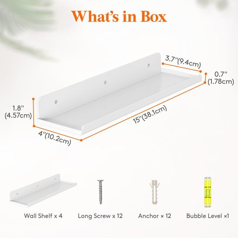 Lifewit Floating Shelves for Wall, Acrylic Shelf, Room Decor Bookcase/Vinyl Record/Photo/Picture in Bedroom, Living Room, Bathroom, Kitchen Storage