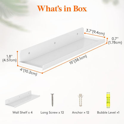 Lifewit Floating Shelves for Wall, Acrylic Shelf, Room Decor Bookcase/Vinyl Record/Photo/Picture in Bedroom, Living Room, Bathroom, Kitchen Storage