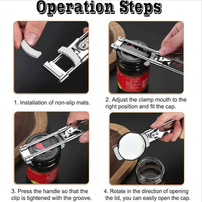 Adjustable Stainless Steel Can Opener, Upgraded Bottle Opener Extension with Non-Slip Pad, Can Opener for Weak Hands, Extended Hand Can Opener for Any Size Lid (1 Piece, 9 Inch) Utensils Kitchen