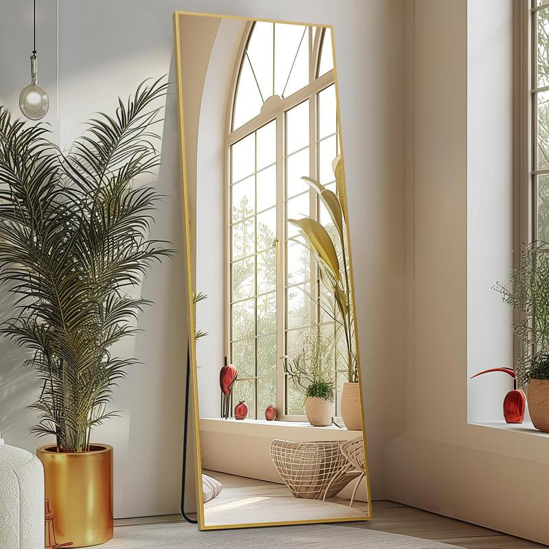 [Spring Deal] Full Length Mirror Body Mirror Floor Standing Mirror Hanging or Leaning against Wall, Aluminum Alloy Thin Frame Decor