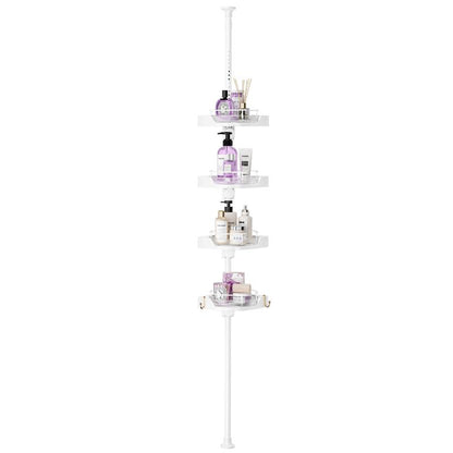 Rotating Corner Shower Shelf - Shower Organizer with Hooks for Bathroom Storage, Wall Mounted Design, Ideal for Kitchen Storage