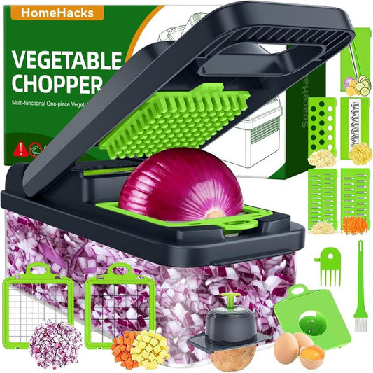 Homehacks Viral Vegetable Chopper(Sharp&Sturdy), All-In-1 Multifunctional Vegetable Chopper, Onion Cutter, Dicer, Slicer, Salad, Cheese Grater & Egg Separator - Multi-Functional Veggie Chopper Lid with Handle