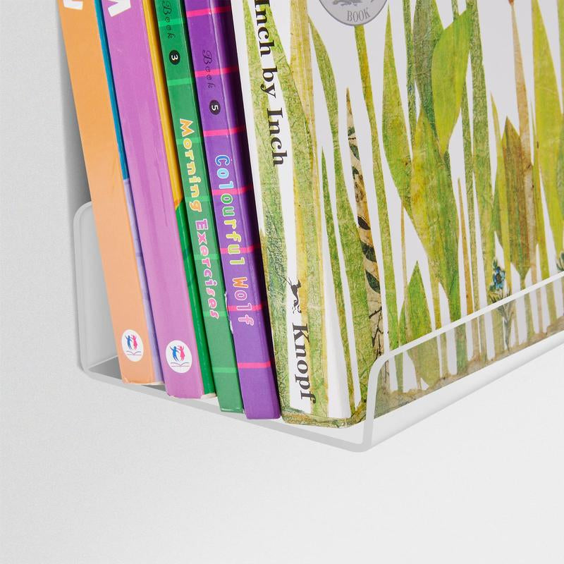 Upsimples Clear Acrylic Shelves for Storage, 15" Floating Shelves Wall Mounted, Decor Pack for Kids Bookshelf Display Ledge Shelves
