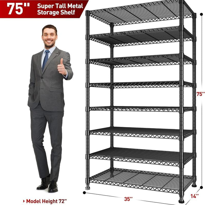 Raybee Furniture Wire Shelving, Metal Shelves for Storage, Adjustable Heavy Duty Storage Rack Pantry Shelf Kitchen Shelving