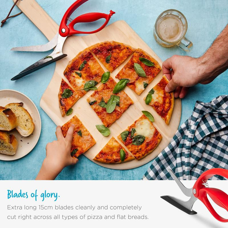 Scizza Pizza Scissors with German Stainless Steel Blade and Protective Spatula - Pizza Cutter Safe for Non-Stick Pans and Pizza Stones - Perfect for Deep Dish, Thick Crusts, Thin and Crispy, Dreamfarm Kitchen Gadgets and Utensils