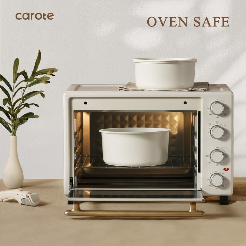 【Clearance-The Last Chance】 CAROTE 11/18Pcs Detachable Handle Nonstick Cookware Set, White/Black/Red, Pots and Pans, Oven Safe Frying Pan