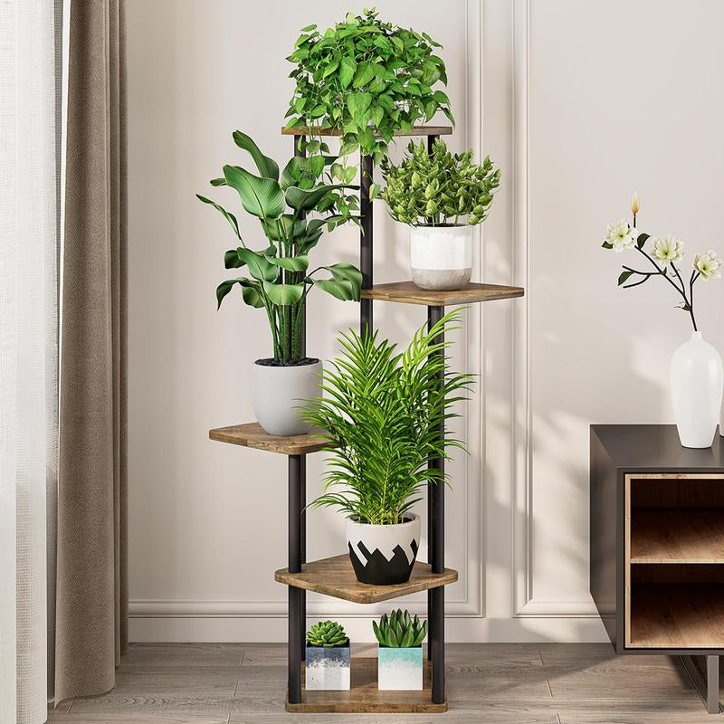5 Tier Plant Stand Metal Flower Shelf Indoor for Multiple Plants Corner Tall Flower Holders for Patio Garden Living Room Balcony Bedroom