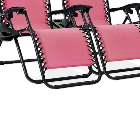 Set of 2 Zero Gravity Lounge Chairs with Pillow and Cup Holder for Outdoor Patio, Pool, and Beach - Black by Patio Adirondack Chair Furniture
