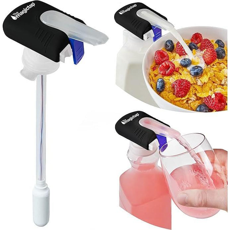 The Magic Tap Automatic Drink Dispenser - Hands-Free Beverage Dispenser for Fridge - Perfect for Milk, Juice - Gifts for Women & Men - 1 Pack, Black