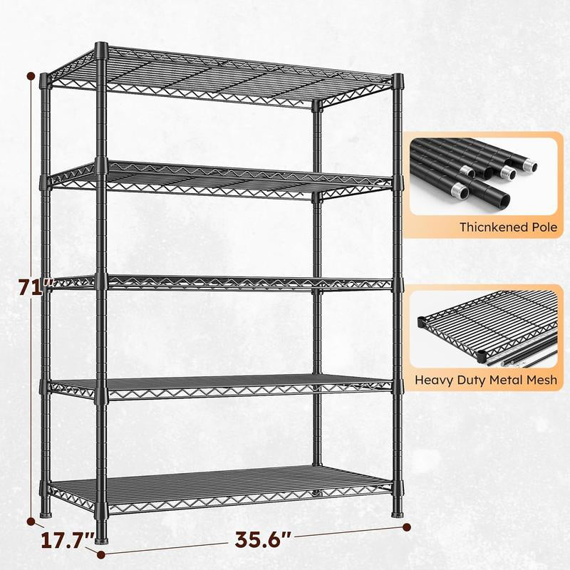 Raybee Furniture Wire Shelving, Metal Shelves for Storage, Adjustable Heavy Duty Storage Rack Pantry Shelf Kitchen Shelving