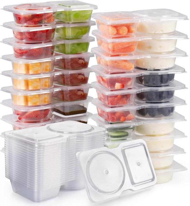 Reusable Snack Containers with Lids 20Pcs,New Snack Containers,Snackle Box Container Portion Control,Snack Pack Containers,Double Compartment Snack Containers for On-The-Go Meals and Camping