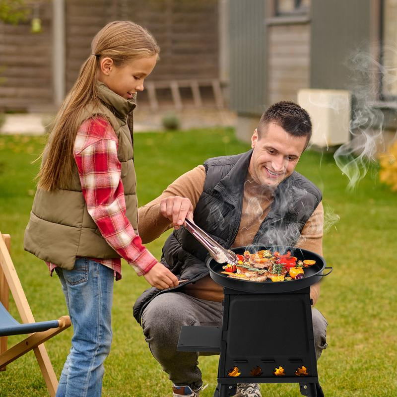 【Outdoorfun】Wood Burning Camp Stove, Portable Camping Wood Stove, Black Woodstove with Carrying Case for Backpacking Outdoor Cooking