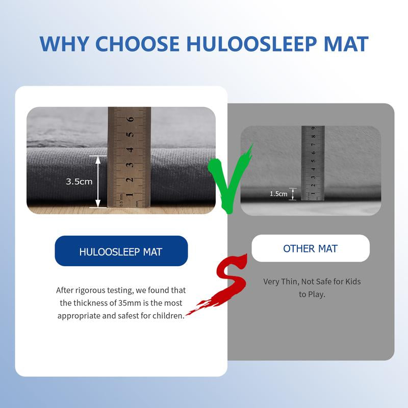 Huloo Sleep Ultra Soft Memory Foam Play Mat for Tummy Time, 1.3" Thick Non-Slip Crawling Mat, Non-Toxic Velvet Nursery Floor Mat