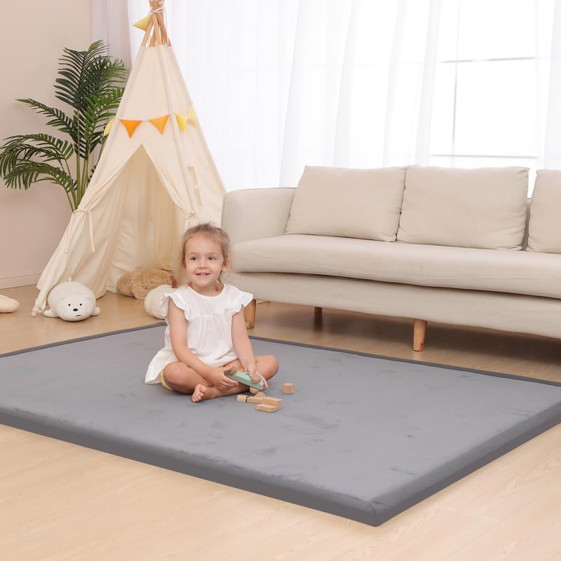 Huloo Sleep Ultra Soft Memory Foam Play Mat for Tummy Time, 1.3" Thick Non-Slip Crawling Mat, Non-Toxic Velvet Nursery Floor Mat
