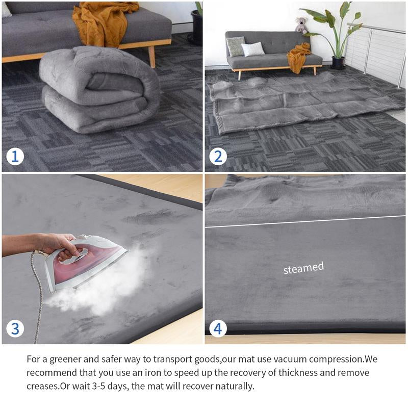 Huloo Sleep Ultra Soft Memory Foam Play Mat for Tummy Time, 1.3" Thick Non-Slip Crawling Mat, Non-Toxic Velvet Nursery Floor Mat