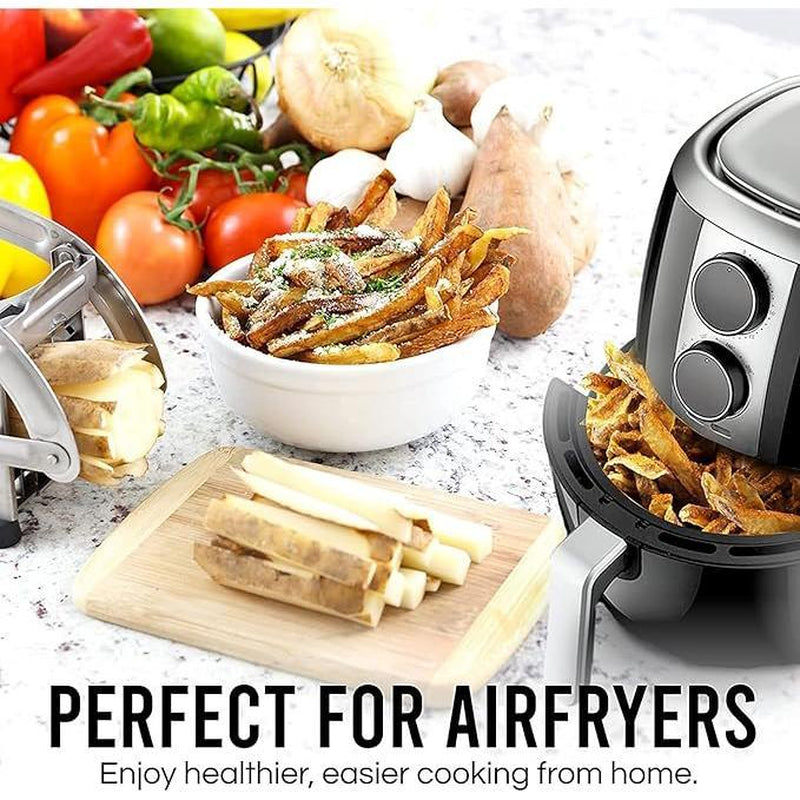 Stainless Steel French Fry Cutter with 2 Blades, 1 Box Manual Potato Cutter with Suction Cup Base, Vegetable Cutter, Kitchen Cutting Utensils & Gadgets, Kitchen Accessories
