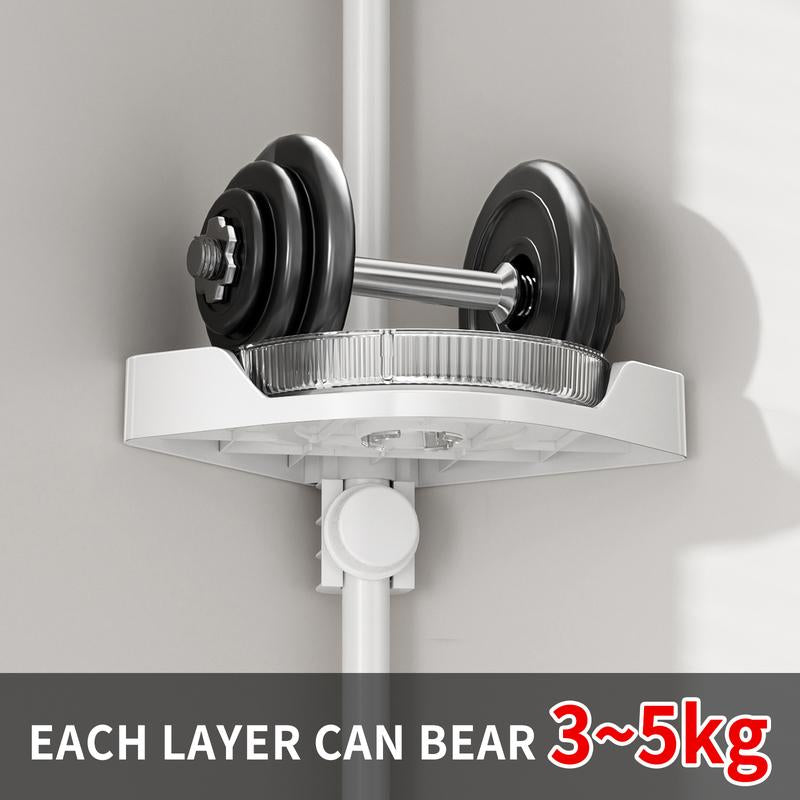 Rotating Corner Shower Shelf - Shower Organizer with Hooks for Bathroom Storage, Wall Mounted Design, Ideal for Kitchen Storage