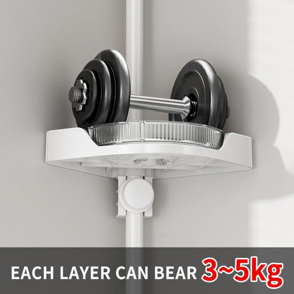 Rotating Corner Shower Shelf - Shower Organizer with Hooks for Bathroom Storage, Wall Mounted Design, Ideal for Kitchen Storage