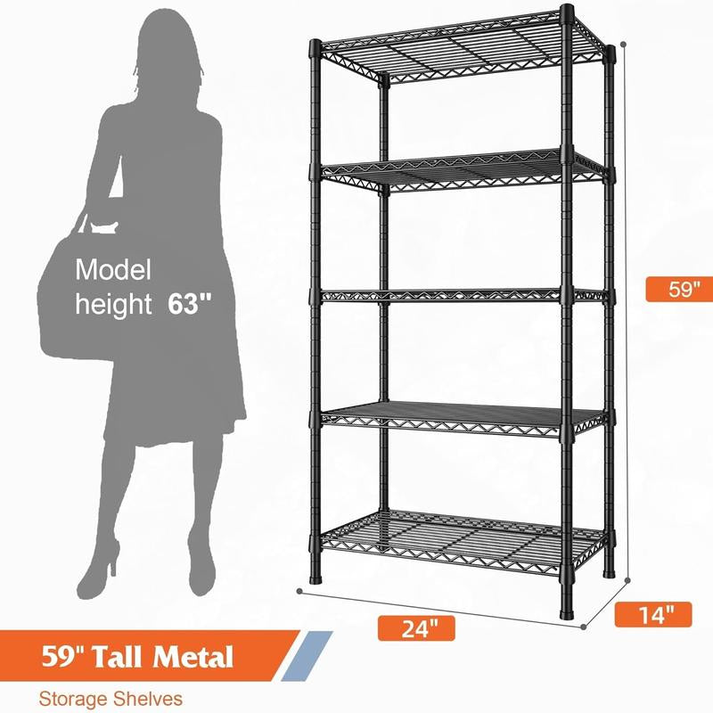 Raybee Furniture Wire Shelving, Metal Shelves for Storage, Adjustable Heavy Duty Storage Rack Pantry Shelf Kitchen Shelving