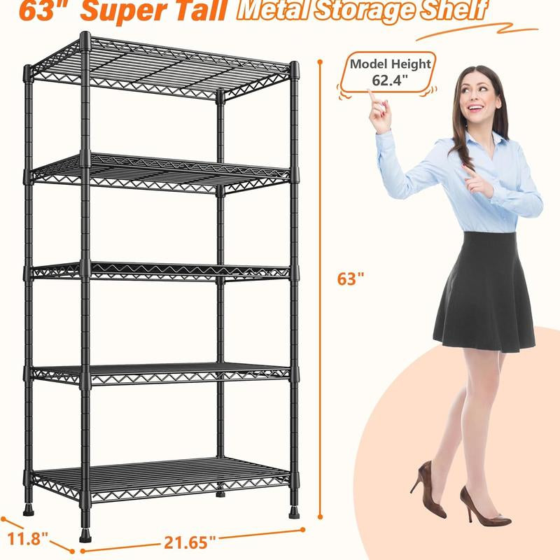 Raybee Furniture Wire Shelving, Metal Shelves for Storage, Adjustable Heavy Duty Storage Rack Pantry Shelf Kitchen Shelving
